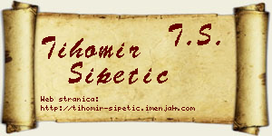 Tihomir Šipetić vizit kartica